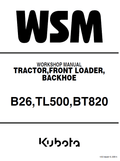 Kubota B26, TL500, BT820 Tractor Loader Workshop Manual PDF service repair manual cover