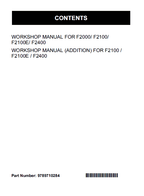 Kubota F2000, F2100, F2100E, F2400 Front Mower Workshop Service Manual PDF service repair manual cover