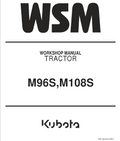 Kubota M96S, M108S Tractor Workshop Repair Manual PDF service repair manual cover