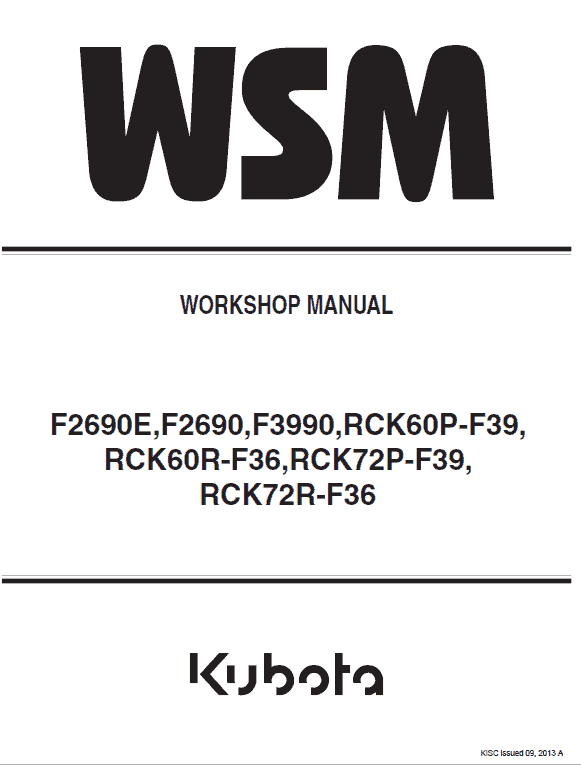 Kubota F2690, F2690E, F3990 Front Mower Workshop Manual PDF service repair manual cover