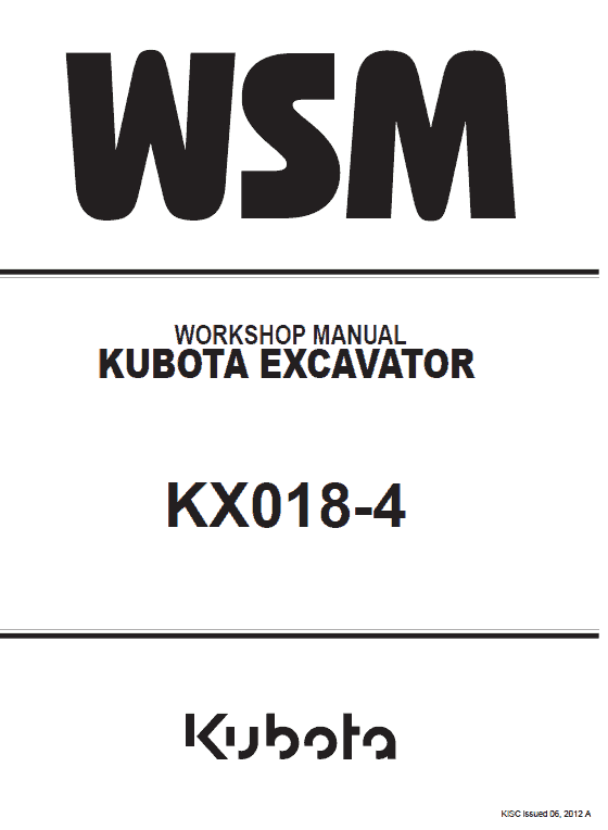 Kubota K018-4 Excavator Workshop Service Manual PDF service repair manual cover