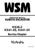 Kubota KX36-3, KX41-3S, KX41-3V Excavator Workshop Manual PDF service repair manual cover