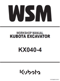 Kubota KX040-4 Excavator Workshop Service Manual PDF service repair manual cover