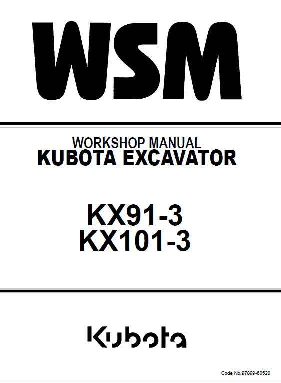 Kubota KX91-3, KX101-3 Excavator Workshop Service Manual PDF service repair manual cover
