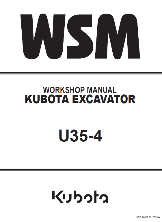 Kubota U35-4 Excavator Workshop Service Manual PDF service repair manual cover