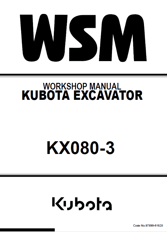 Kubota KX080-3 Excavator Workshop Service Manual PDF service repair manual cover