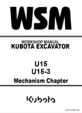 Kubota U15, U15-3 Excavator Workshop Manual PDF service repair manual cover