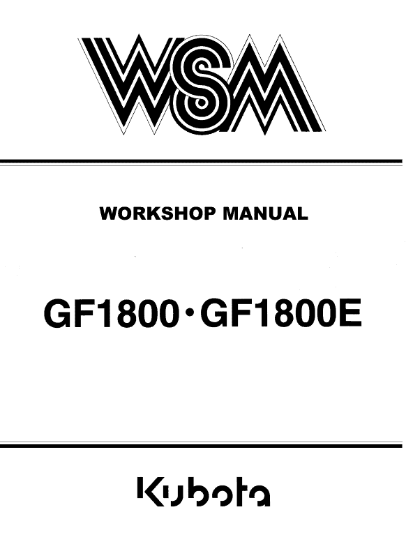Kubota GF1800, GF1800E Lawn Mower Workshop Service Manual PDF service repair manual cover
