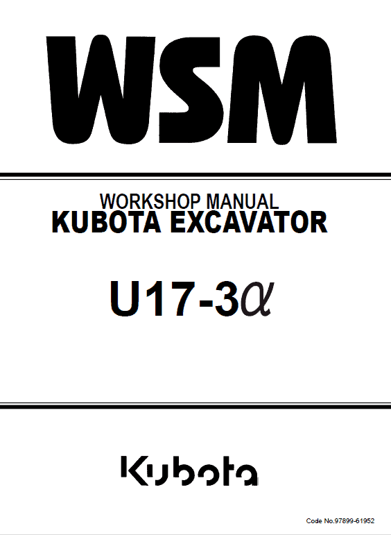 Kubota U17-3a Excavator Workshop Service Manual PDF service repair manual cover
