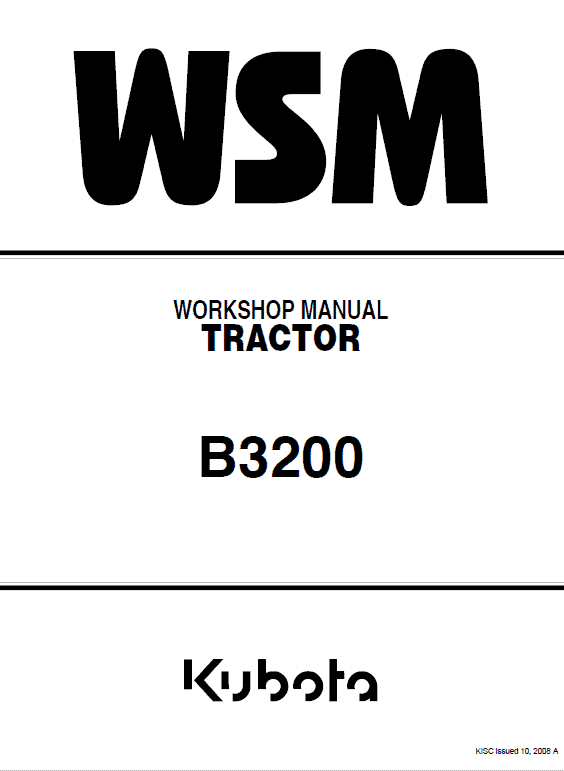 Kubota B3200 Tractor Workshop Service Manual PDF service repair manual cover