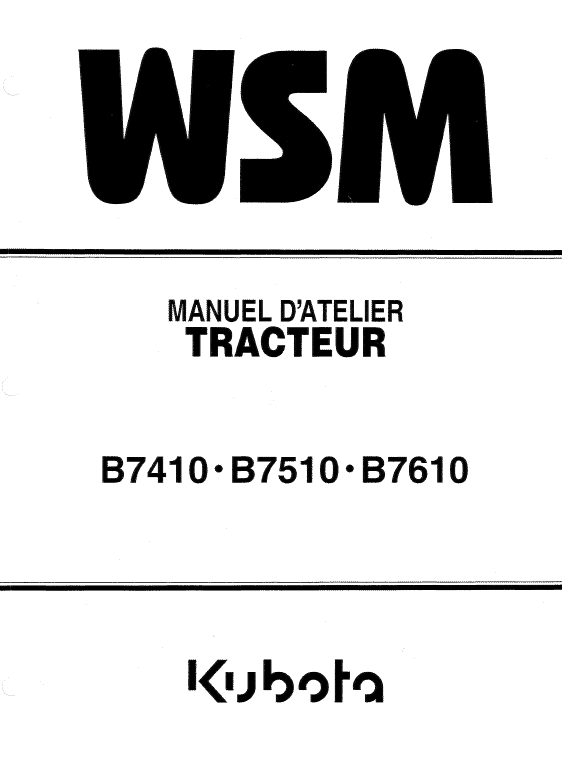 Kubota B7410, B7510, B7610 Tractor Workshop Manual PDF service repair manual cover