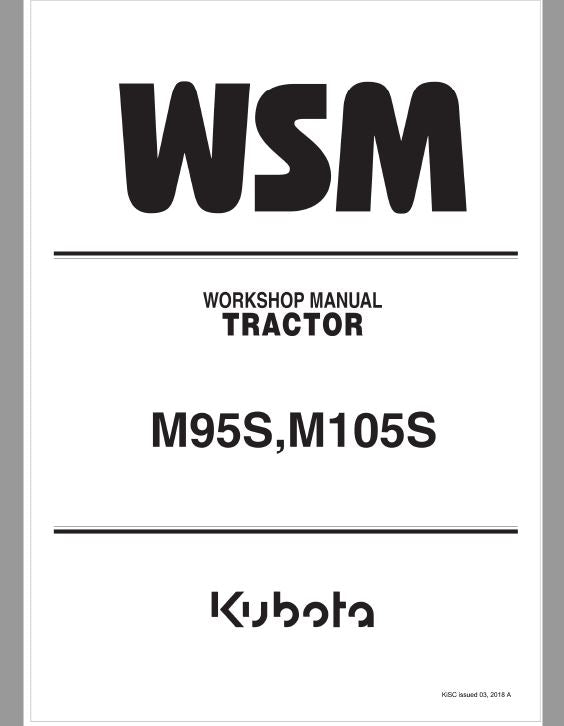 Kubota M95S, M105S Tractor Workshop Repair Manual PDF service repair manual cover