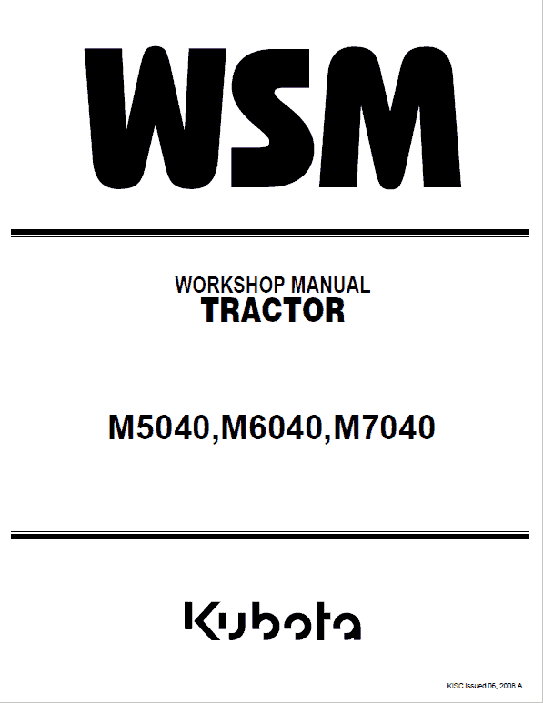 Kubota M5040, M6040, M7040 Tractor Workshop Manual PDF service repair manual cover
