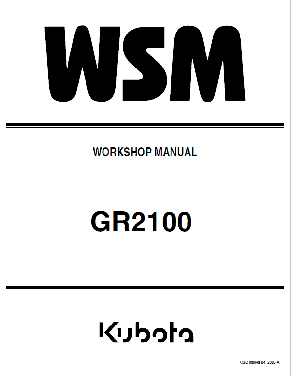 Kubota GR2100 Lawn Mower Workshop Manual PDF service repair manual cover