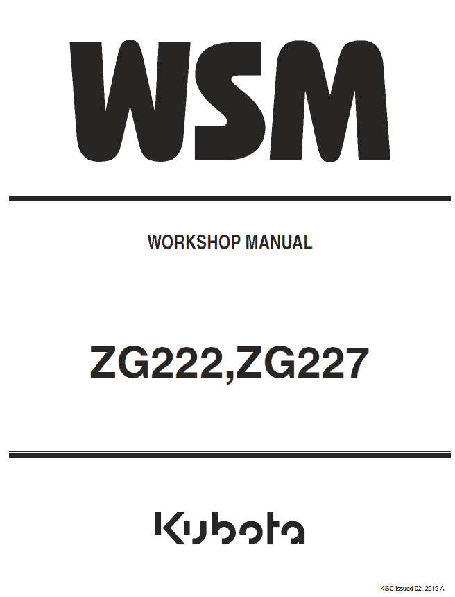 Kubota ZG222, ZG222S, ZG227 Mower Workshop Service Manual PDF service repair manual cover