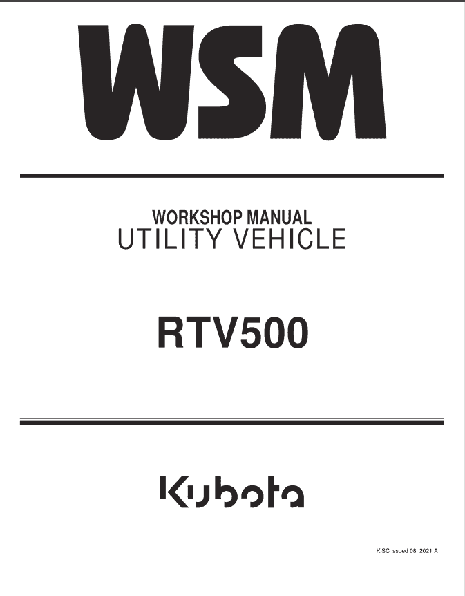 Kubota RTV500 Utility Vehicle Workshop Service Manual PDF service repair manual cover