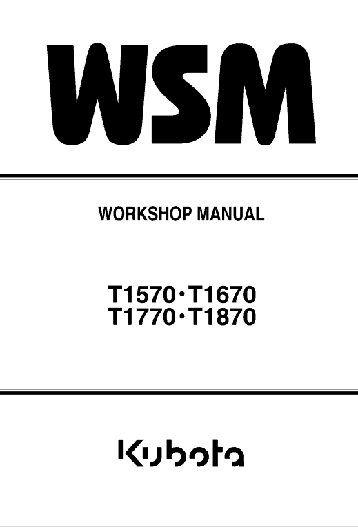 Kubota T1570, T1670, T1770, T1870 Tractor Mower Workshop Service Manual PDF service repair manual cover