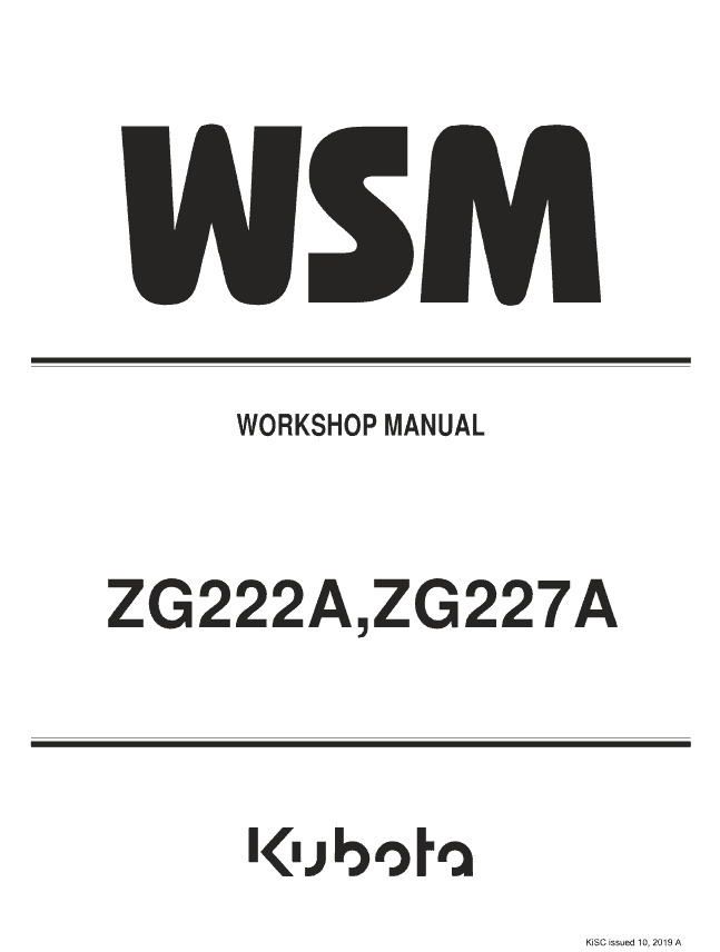 Kubota ZG222A, ZG227A Mower Workshop Service Manual PDF service repair manual cover