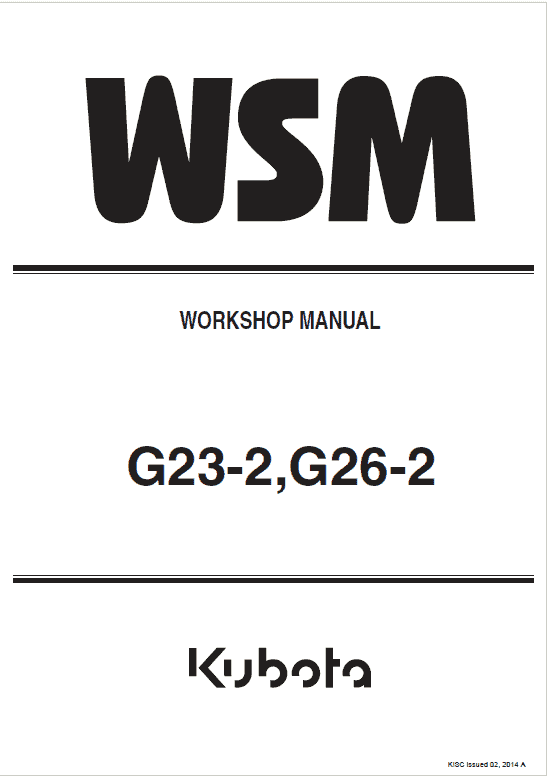 Kubota G23-2, G26-2 Mowers Service Manual PDF service repair manual cover