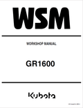 Kubota GR1600 Riding Mower Service Manual PDF service repair manual cover