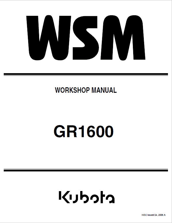 Kubota GR1600 Riding Mower Service Manual PDF service repair manual cover
