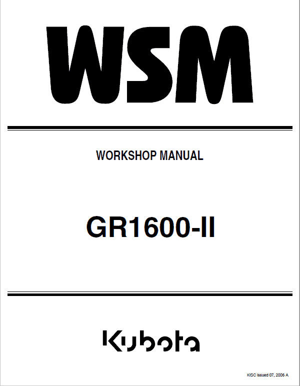 Kubota GR1600-II Riding Mower Service Manual PDF service repair manual cover