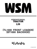 Kubota L39, TL1000, BT1000 Tractor Front Loader Workshop Manual PDF service repair manual cover