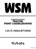 Kubota L45, TL1000A, BT1000A Tractor Front Loader Workshop Manual PDF service repair manual cover