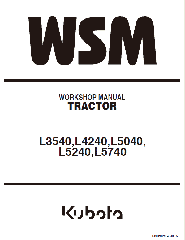 Kubota L3240, L3540, L4240, L5040, L5240, L5740 Tractors Service Manual PDF service repair manual cover