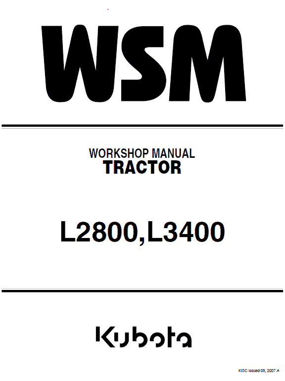 Kubota L2800, L3400 Tractor Workshop Service Manual PDF service repair manual cover