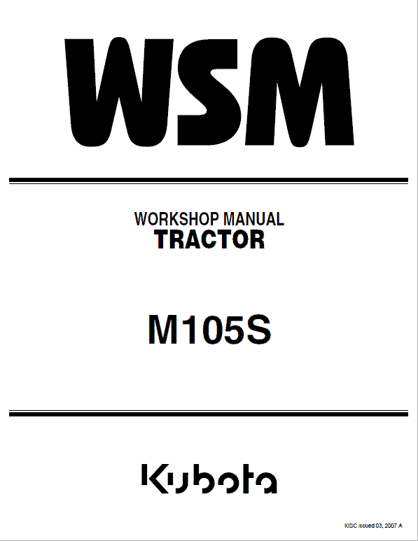Kubota M105S Tractor Service Manual PDF service repair manual cover