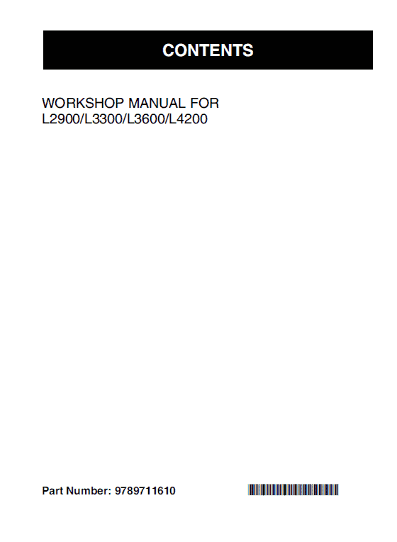 Kubota L2900, L3300, L3600, L4200 Tractor Workshop Manual PDF service repair manual cover