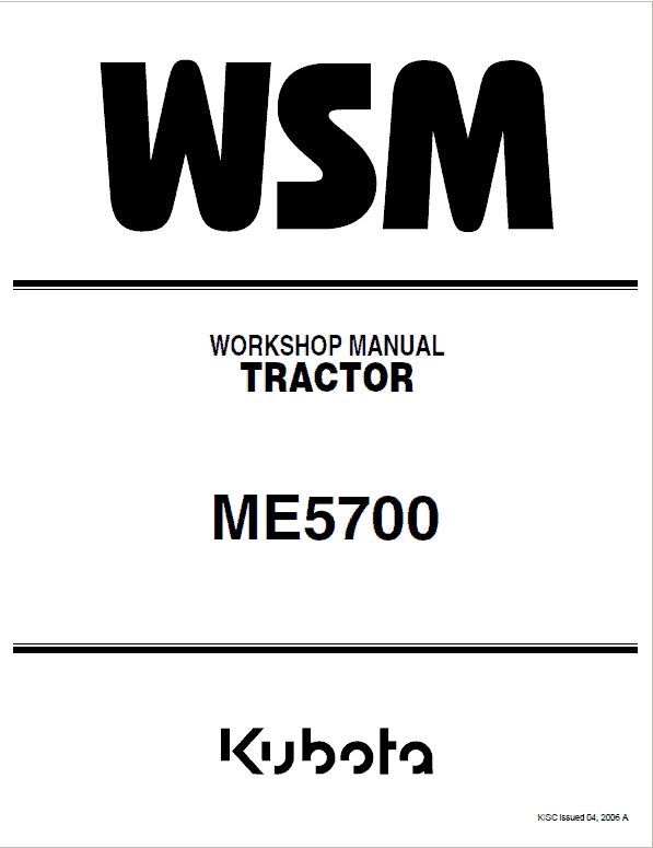 Kubota ME5700 Tractor Workshop Service Manual PDF service repair manual cover