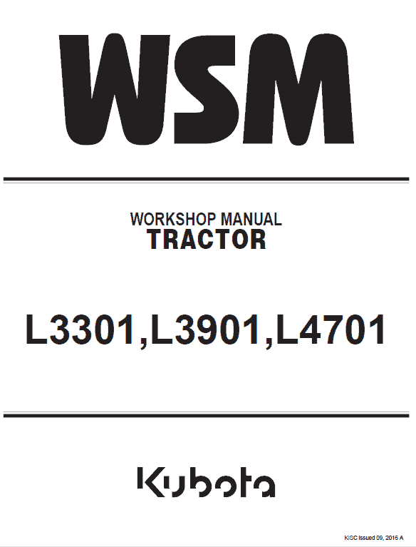 Kubota L3301, L3901, L4701 Tractor Workshop Service Manual PDF service repair manual cover