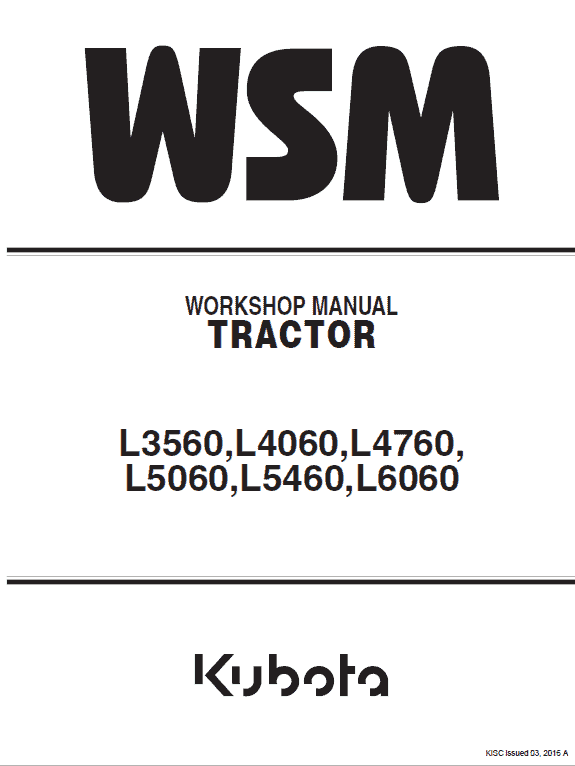 Kubota L3560, L4060, L4760, L5060, L5460, L6060 Tractor Manual PDF service repair manual cover