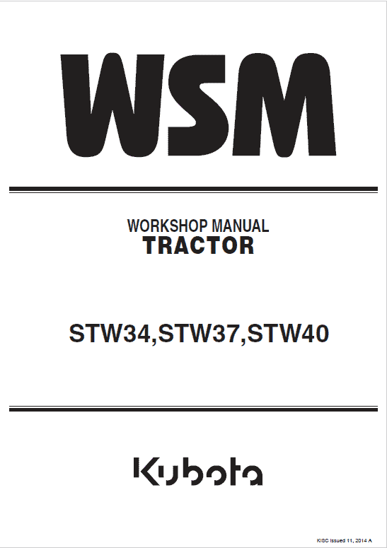 Kubota STW34, STW37, STW40 Tractor Service Manual PDF service repair manual cover