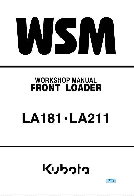 Kubota LA181, LA211 Front Loader Workshop Manual PDF service repair manual cover