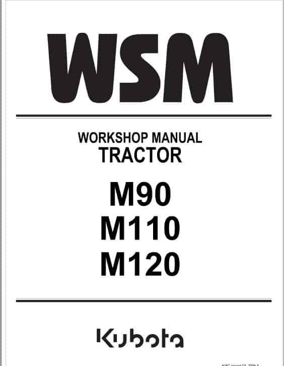 Kubota M90, M110, M120 Tractor Workshop Repair Manual PDF service repair manual cover