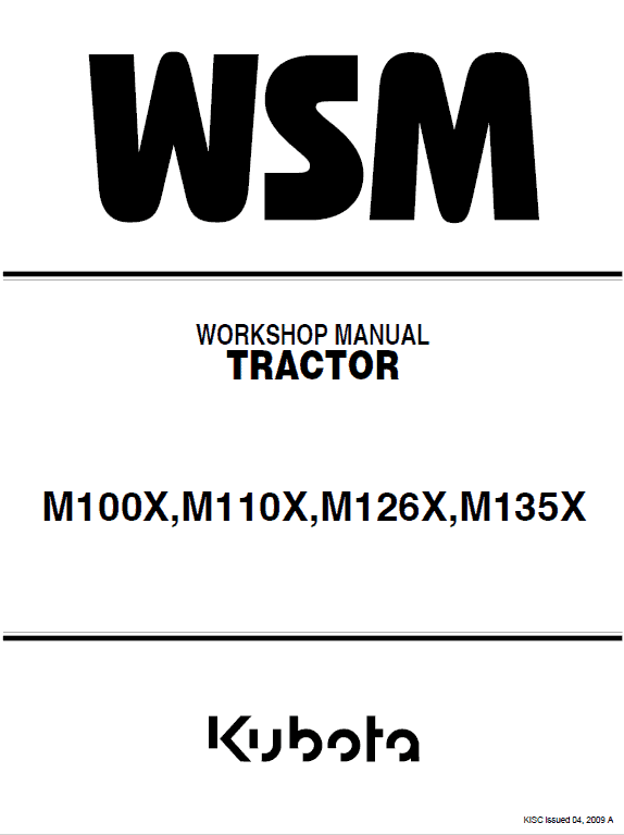Kubota M100X, M110X, M126X, M135X Tractor Workshop Manual PDF service repair manual cover