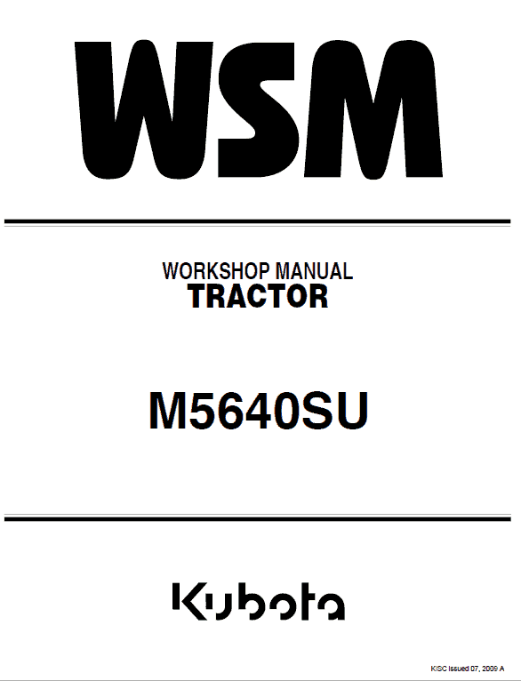 Kubota M5640SU Tractor Workshop Service Manual PDF service repair manual cover