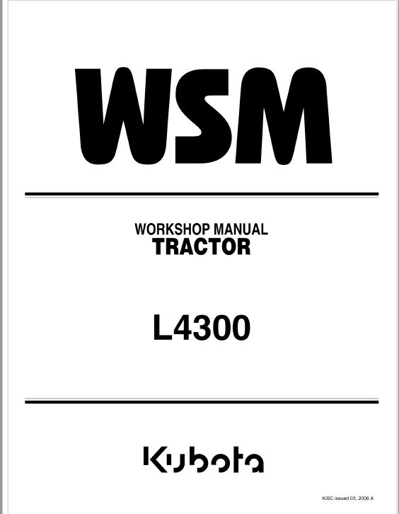 Kubota L4300 Tractor Workshop Repair Manual PDF service repair manual cover