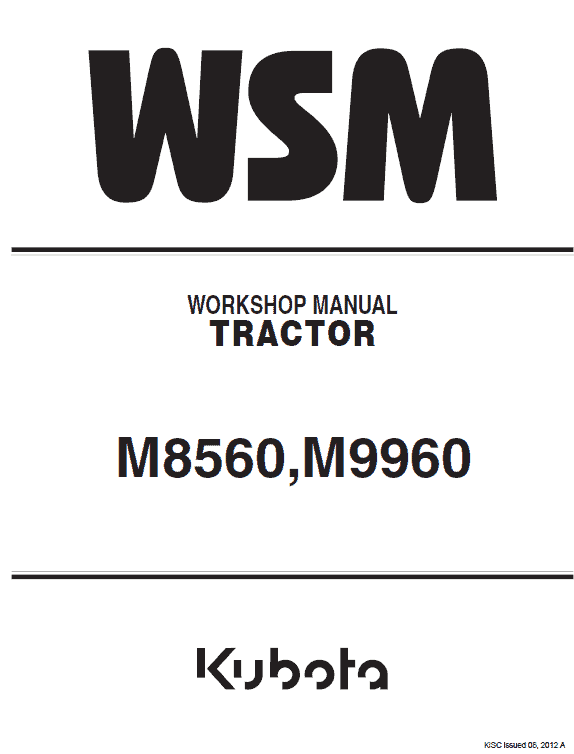 Kubota M8560, M9960 Tractor Workshop Service Manual PDF service repair manual cover
