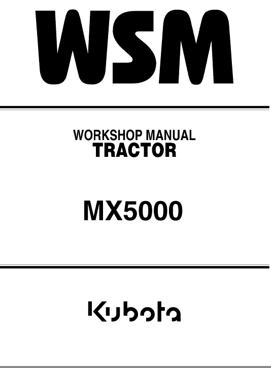 Kubota MX5000 Tractor Workshop Service Manual PDF service repair manual cover