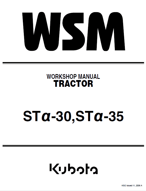 Kubota STa-30, STa-35 Tractor Workshop Service Manual PDF service repair manual cover