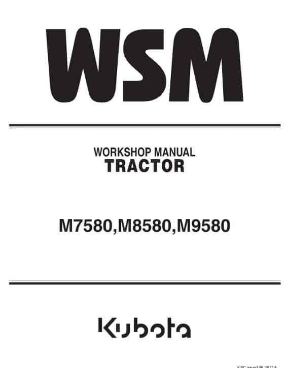 Kubota M7580, M8580, M9580 Tractor Workshop Repair Manual PDF service repair manual cover
