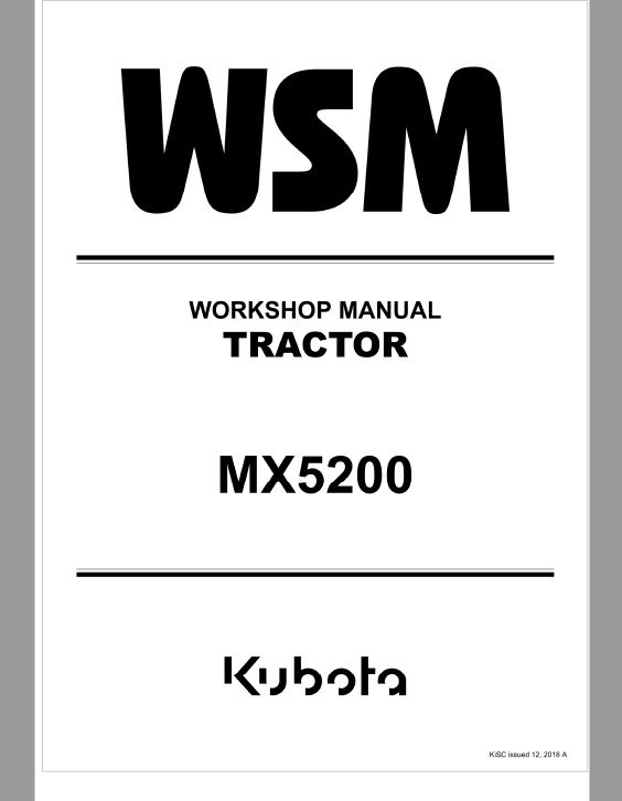Kubota MX5200 Tractor Workshop Repair Manual PDF service repair manual cover