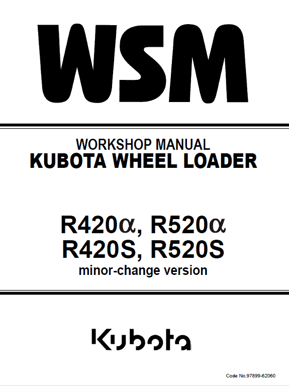 Kubota R420A, R520A, R420S, R520S Wheel Loader Workshop Manual PDF service repair manual cover