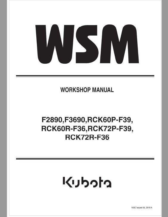 Kubota F2890, F3690 Front Mower Workshop Manual PDF service repair manual cover