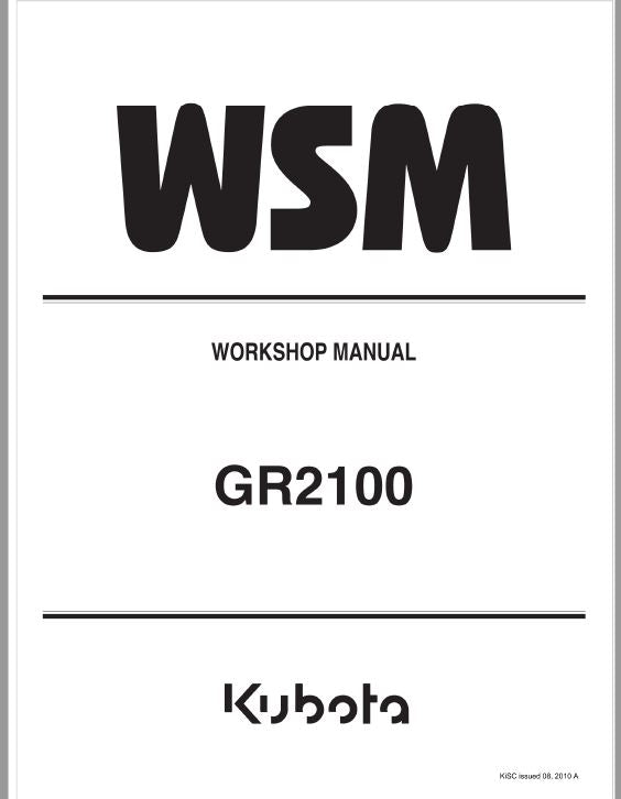 Kubota GR2100 Lawn Mower Workshop Repair Manual PDF service repair manual cover
