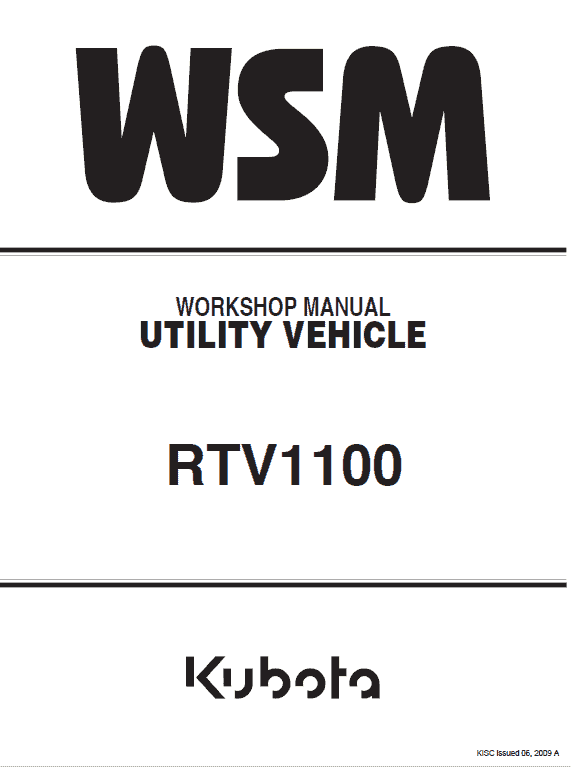 Kubota RTV1100 Utility Vehicle Workshop Service Manual PDF service repair manual cover